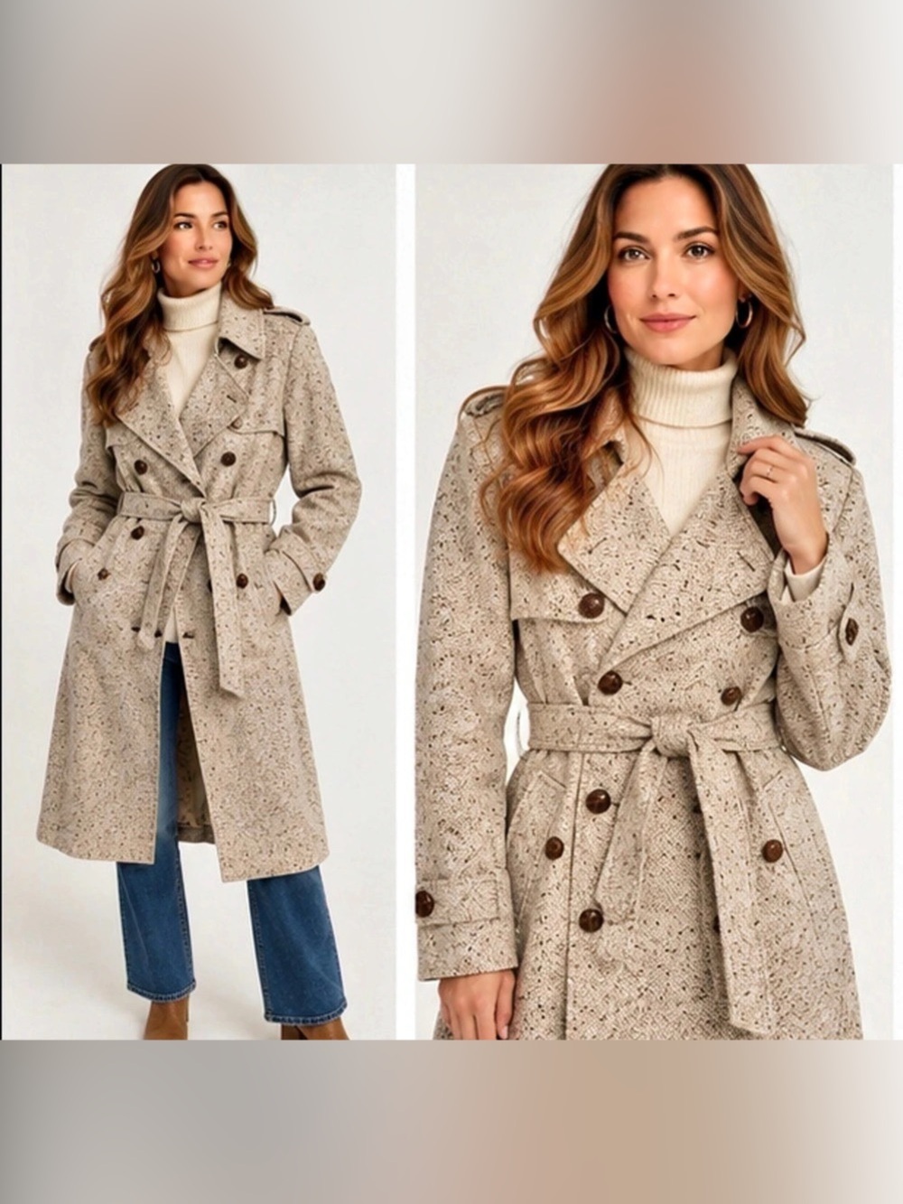 Vintage Phoenix Clothes for Berrys of cheltenham Tweed Trench Coat – Belted – St